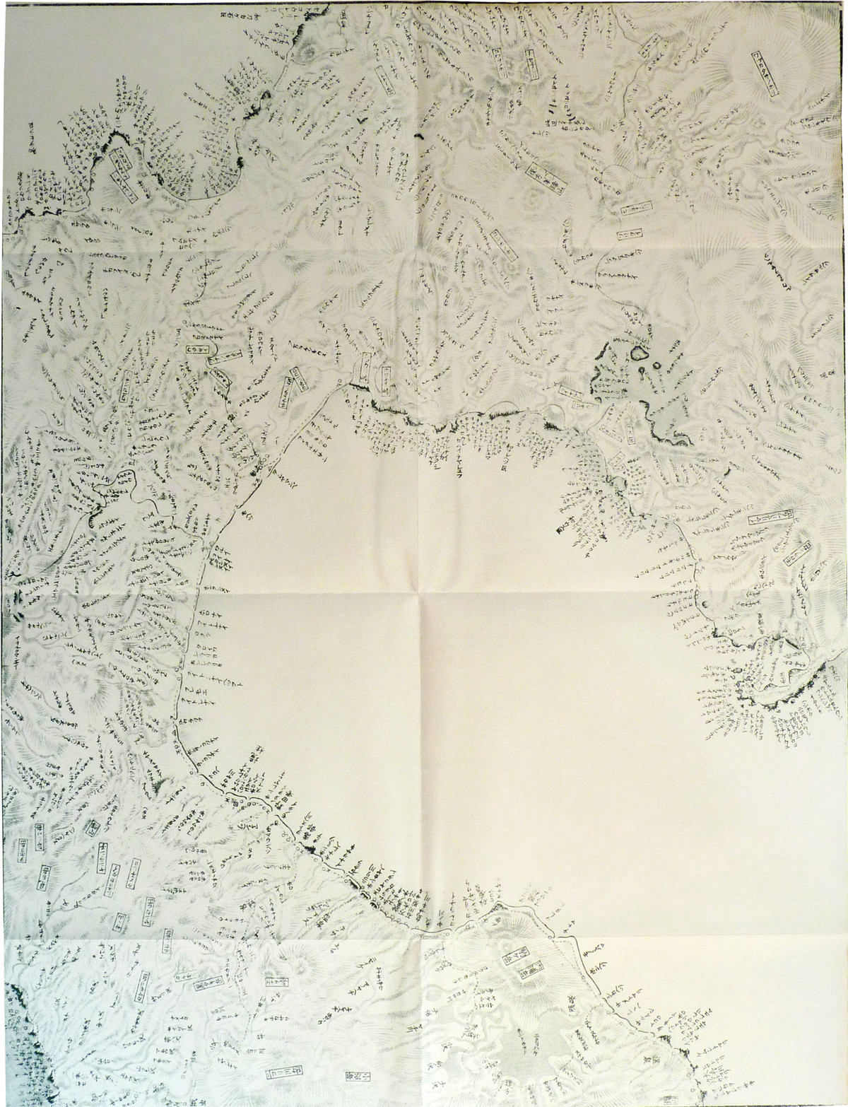 Sheet from Matsuura Takeshirō's Higashi
      Nishi Ezochi Yama Kawa Chiri Shuchō